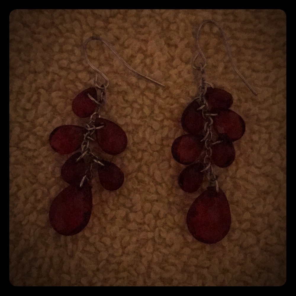 Maroon and silver earrings